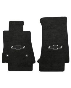 Lloyd ® - Velourtex™ Ebony Custom Front Floor Mats With Black 3D Bowtie Logo (620149)