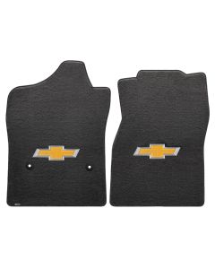 Lloyd ® - Velourtex™ Ebony Custom Front Floor Mats With Gold 3D Bowtie Logo (620040)