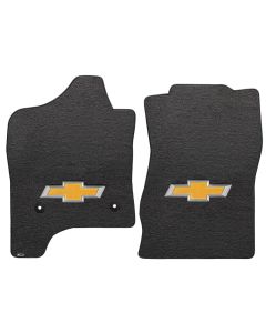 Lloyd ® - Velourtex™ Ebony Custom Front Floor Mats With Gold 3D Bowtie Logo (620041)