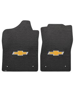 Lloyd ® - Velourtex™ Ebony Custom Front Floor Mats With Gold 3D Bowtie Logo (620044)