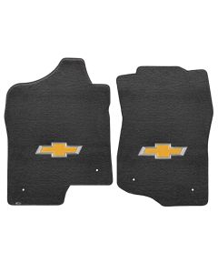 Lloyd ® - Velourtex™ Ebony Custom Front Floor Mats With Gold 3D Bowtie Logo (620045)