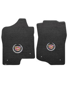 Lloyd ® - Velourtex™ Ebony Custom Front Floor Mats With Silver Cadillac Logo (620037)