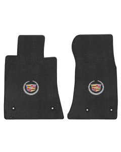 Lloyd ® - Velourtex™ Ebony Custom Front Floor Mats With Silver Cadillac Logo (620066)