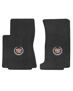Lloyd ® - Velourtex™ Ebony Custom Front Floor Mats With Silver Cadillac Logo (620074)