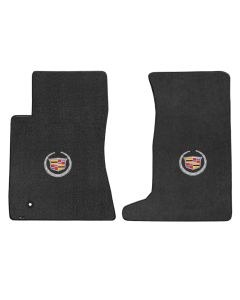 Lloyd ® - Velourtex™ Ebony Custom Front Floor Mats With Silver Cadillac Logo (620078)