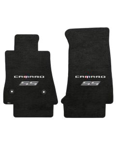 Lloyd ® - Velourtex™ Ebony Custom Front Floor Mats With Silver Camaro SS Logo (620199)