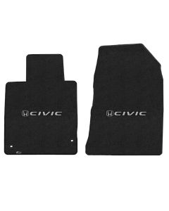 Lloyd ® - Velourtex™ Ebony Custom Front Floor Mats With Silver Civic & H Logo (620162)