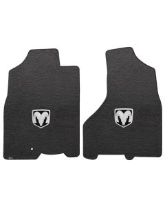 Lloyd ® - Velourtex™ Ebony Custom Front Floor Mats With Silver RAM Logo (620057)