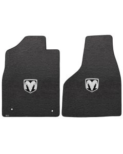 Lloyd ® - Velourtex™ Ebony Custom Front Floor Mats With Silver RAM Logo (620058)