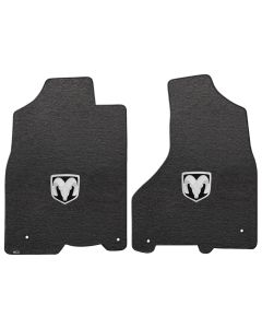Lloyd ® - Velourtex™ Ebony Custom Front Floor Mats With Silver RAM Logo (620061)