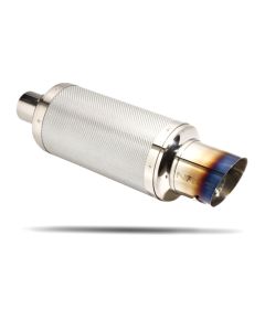 NRG ® - 2.5 Inches Inlet Silver Carbon Muffler with Burnt Tip (MFL-210)