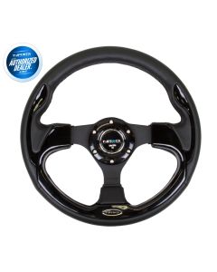 NRG ® - 320mm Sport Black Leather Steering Wheel with Black Trim (RST-001BK)
