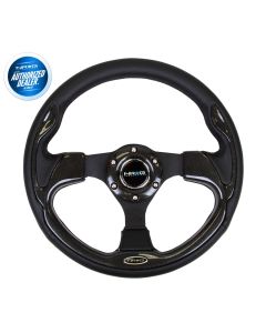 NRG ® - 320mm Sport Black Leather Steering Wheel with Real Carbon Fiber Trim (ST-001RCF)