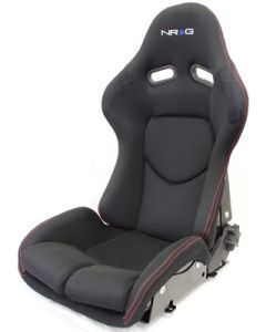 NRG® - Black Cloth & Red Stitching Reclinable FRP Bucket Single Medium Seat with Black Backing (RSC-400BK)