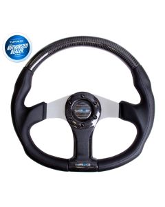 NRG ® - Carbon Fiber Steering Wheel Oval Shape with Silver Spokes (ST-013CFSL) 