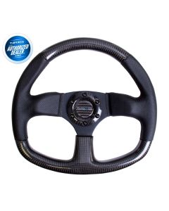 NRG ® - Carbon Fiber Steering Wheel with Flat Bottom and Black Stitching (ST-009CFBS)