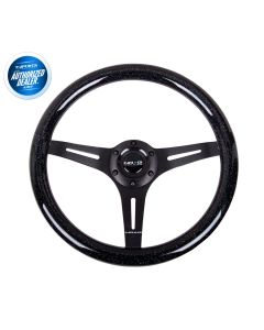 NRG ® - Classic Black Sparkled Wood Grain Steering Wheel with 3 Black Spokes (ST-015BK-BSB)
