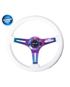 NRG ® - Classic White Wood Grain Steering Wheel with 3 NeoChrome Spokes (ST-015MC-WT)