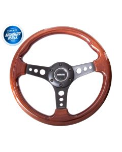 NRG ® - Classic Wood Grain Steering Wheel with 3 Black Spoke Center (ST-035BK)