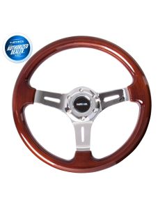 NRG ® - Classic Wood Grain Steering Wheel with 3 Chrome Spoke Center (ST-015-1CH)