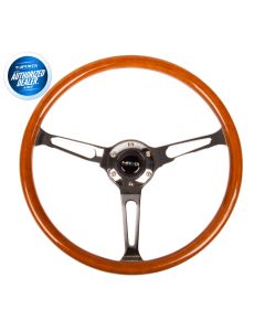 NRG ® - Classic Wood Grain Steering Wheel with 3 Chrome Spoke Center (ST-360SL)