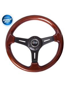 NRG ® - Classic Wood Grain Steering Wheel with 3 Matte Black Spoke Center (ST-015-1BK)