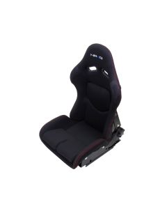 NRG ® - Large Black Cloth Reclinable FRP Bucket Racing Seat with Black backing and Red Stitching (RSC-400BK-RD-L)