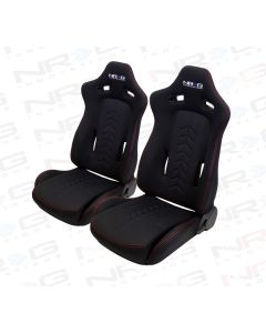 NRG ® - Right and Left Black "The Arrow" Sport Racing Seats with Red Stitch and NRG Logo (RSC-800R/RSC-800L)