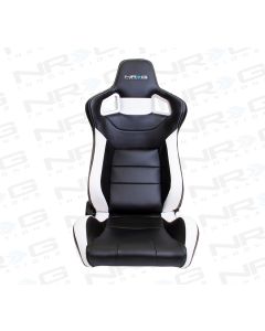 NRG ® - Right Black PVC Sport Racing Seat with White Stitch and NRG Logo (RSC-700R)