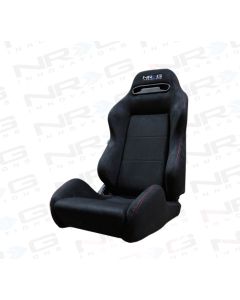 NRG ® - Right Suede Type R Sport Racing Seat with Red Stitch and NRG Logo (RSC-220R)