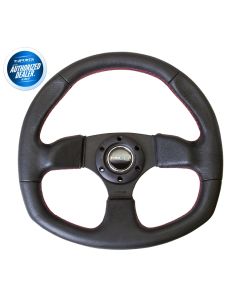NRG ® - Sport Black Leather Oval Steering Wheel with Flat Bottom (ST-009R)