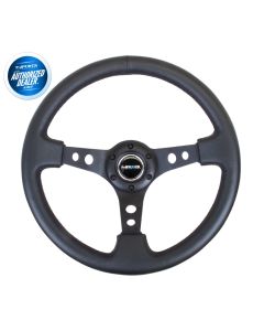 NRG ® - Sport Black Leather Steering Wheel 3 Inch Deep with Black Spokes (ST-006BK)