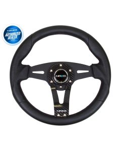 NRG ® - Sport Black Leather Steering Wheel with Carbon Center Spoke (ST-002RCF)
