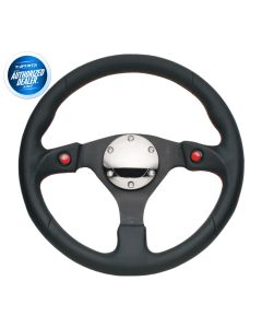 NRG ® - Sport Black Leather Steering Wheel with Dual Button (ST-007R)