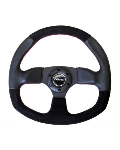 NRG ® - Sport Black Suede Oval Steering Wheel with Flat Bottom and Leather Combination (ST-009S)