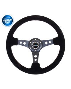 NRG Sport Black Suede Steering Wheel 3 Inch Deep with Black Spokes RST-006-S, Main Image