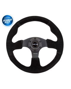 NRG Sport Race Black Suede Steering Wheel with Black Stitching, Image 1