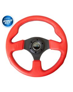 NRG ® - Sport Race Red Leather Steering Wheel with Black Stitching (ST-012RR-BS)