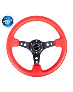 NRG ® - Sport Red Leather Steering Wheel 3 Inch Deep with Yellow Stitching (ST-006RR-YS)