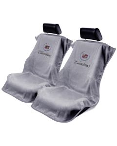 Seat Armour Pair of Grey Towel Seat Covers with Cadillac Crest and Script