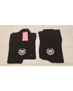 Lloyd Mats ® - Velourtex Black 2PC Front Floor Mats For Cadillac Escalade EXT with Silver Cadillac Crest Applique, Main
