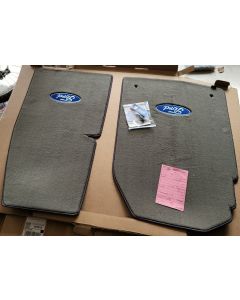 Lloyd Mats ® - Velourtex Grey Front Floor Mats For Ford F-150 Reg Cab 4wd on Floor with Blue and Silver Ford Oval Logo