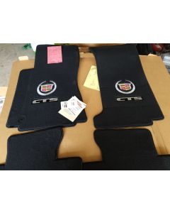 Lloyd Mats ® - Velourtex Ebony 4PC Floor Mats For Cadillac CTS Sedan / Sport Wagon AWD with Silver Cadillac Crest and CTS Applique