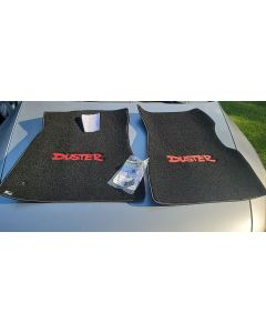 Lloyd Mats ® - Velourtex Black Front Floor Mats For Plymouth Duster with Red Duster Lettering Embroidery