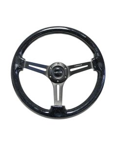 NRG® - 350mm 3" Deep Dish Black Multi-Color Flake Reinforced Classic Wood Grain Steering Wheel W/ 3 Black Matte Spokes Slotted Center (RST-018BSB-BK)