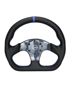 NRG® - 320mm Blue Carbon Fiber Flat Bottom Steering Wheel W/ Blue Stripe & Stitching (ST-024CF/BL)