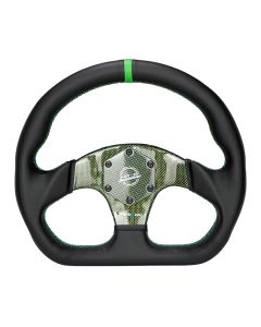 NRG® - 320mm Green Carbon Fiber Flat Bottom Steering Wheel W/ Green Stripe & Stitching (ST-024CF/GN)