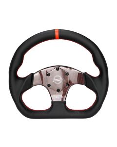 NRG® - 320mm Red Carbon Fiber Flat Bottom Steering Wheel W/ Red Stripe & Stitching (ST-024CF/RD)