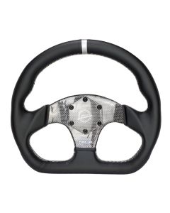 NRG® - 320mm Silver Carbon Fiber Flat Bottom Steering Wheel W/ Silver Stripe & Stitching (ST-024CF/SL)
