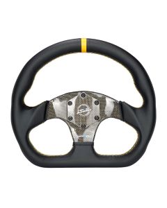 NRG® - 320mm Yellow Carbon Fiber Flat Bottom Steering Wheel W/ Yellow Stripe & Stitching (ST-024CF/YL)